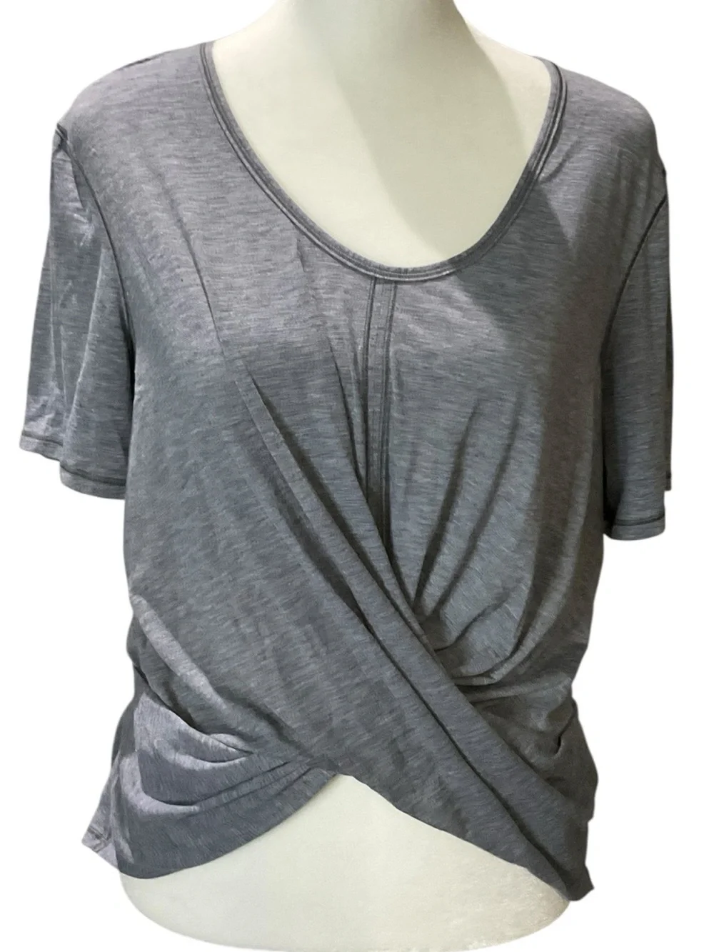 lululemon Do the Daily Heather Gray Short Sleeve Twist-Front Tee